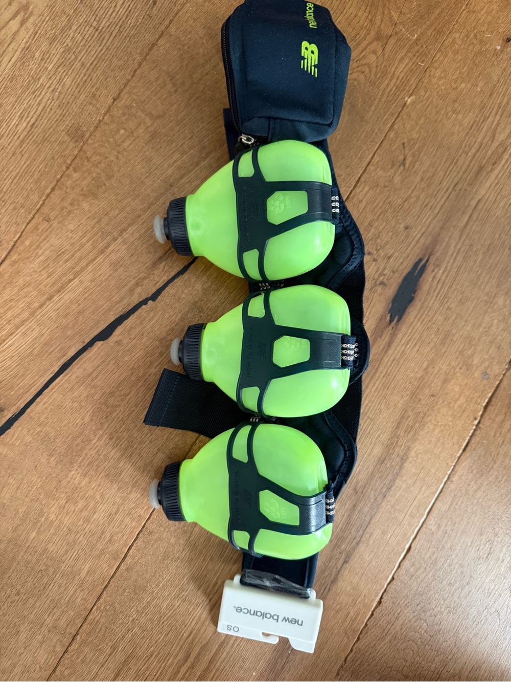 New Balance Triple-Flask Running Belt in Neon Green and Black